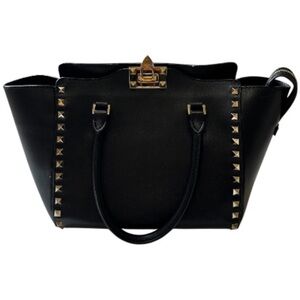 Valentino Garavini Black Shoulder Bag with Gold Studs | Authentic